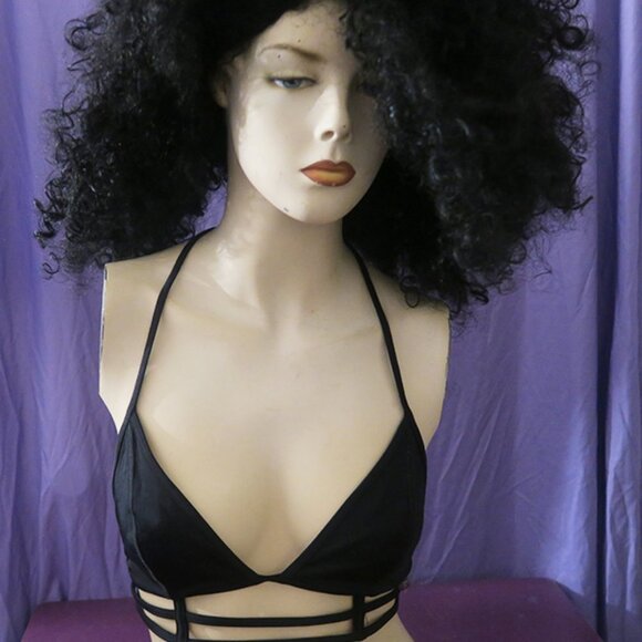 Victoria's Secret triangle bikini top strappy bottom in black size large (A-C). - Picture 3 of 5